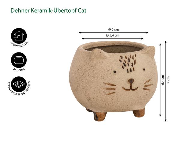 Dehner Keramik-Übertopf Cat, bauchig, creme,