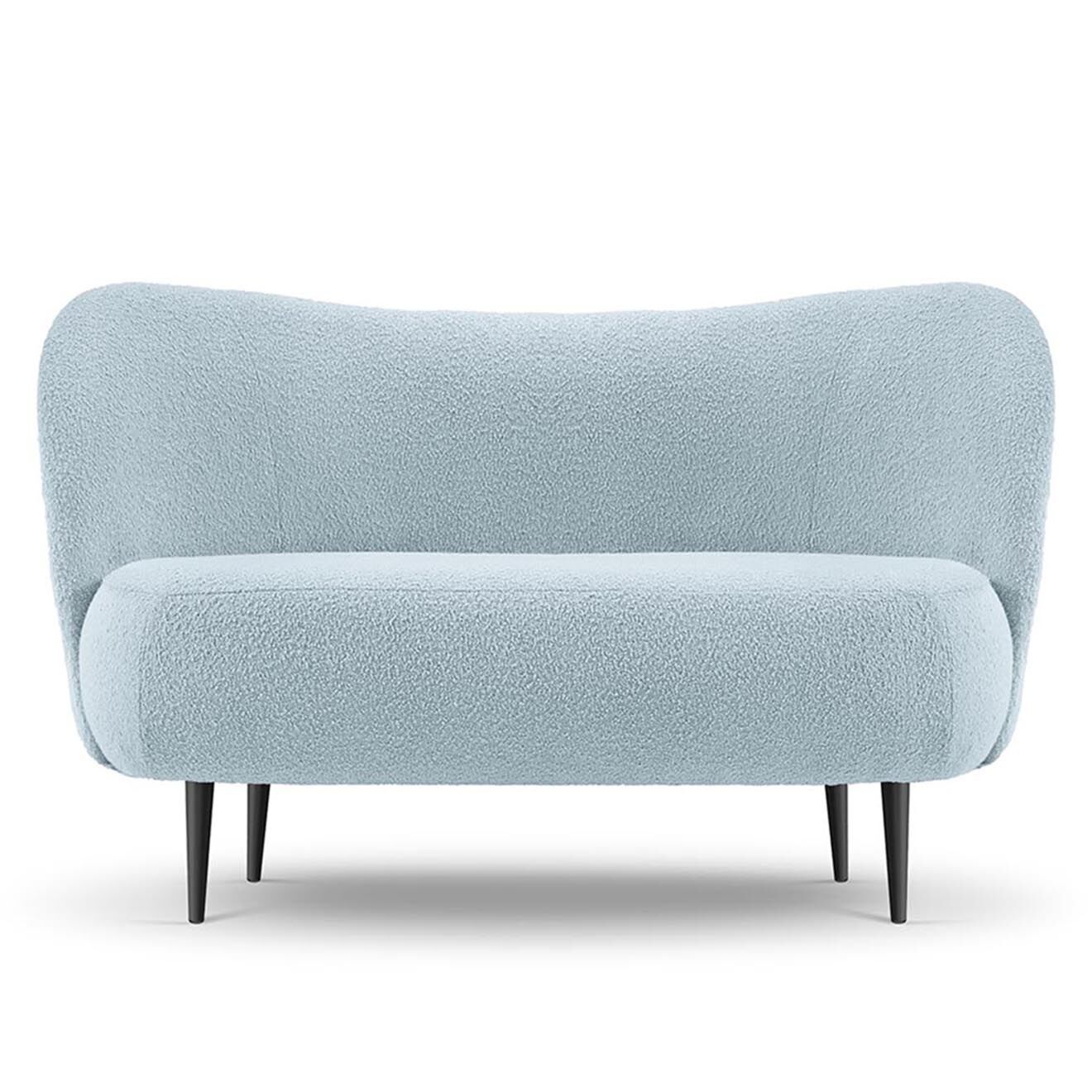 Mazzini Sofas Canapé Clove 2 places Velours bouclé bleu clair - 130x77x80 cm