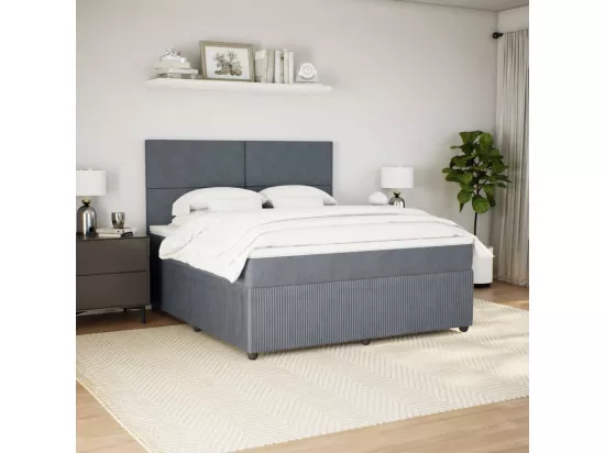 Sommier à lattes de lit et matelas Gris foncé 180x200cm Velours