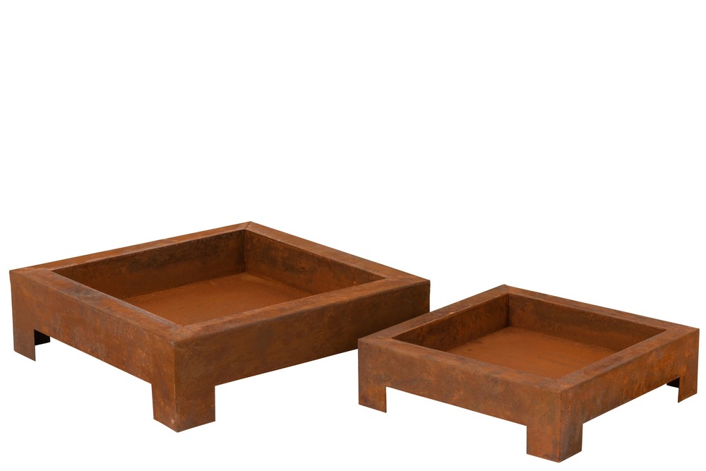 Lot de 2 brasero metal avec imitation rouille