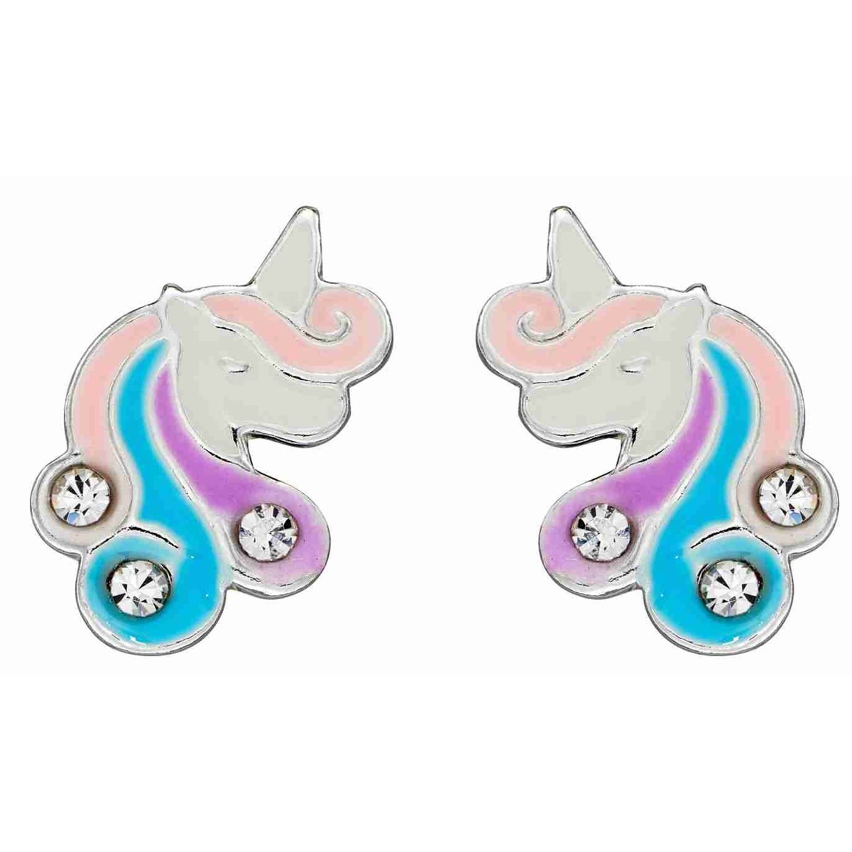 Boucle d'oreille licorne princesse en argent 925/1000