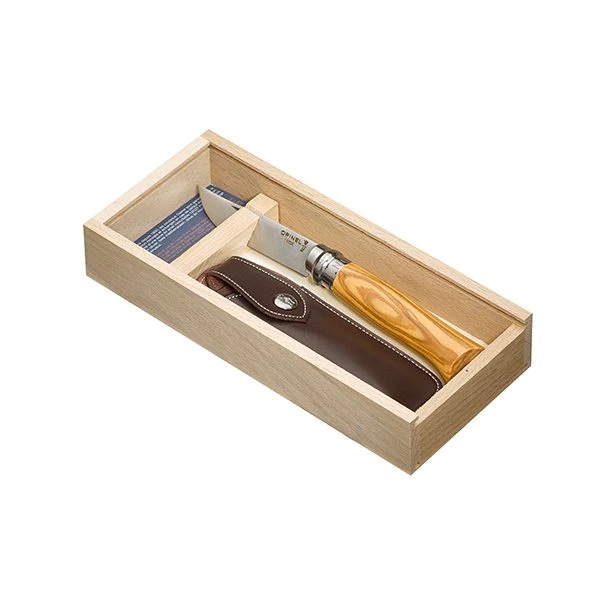 Plumier couteau pliant bois d'olivier N°8 lame inox 8,5 cm Opinel