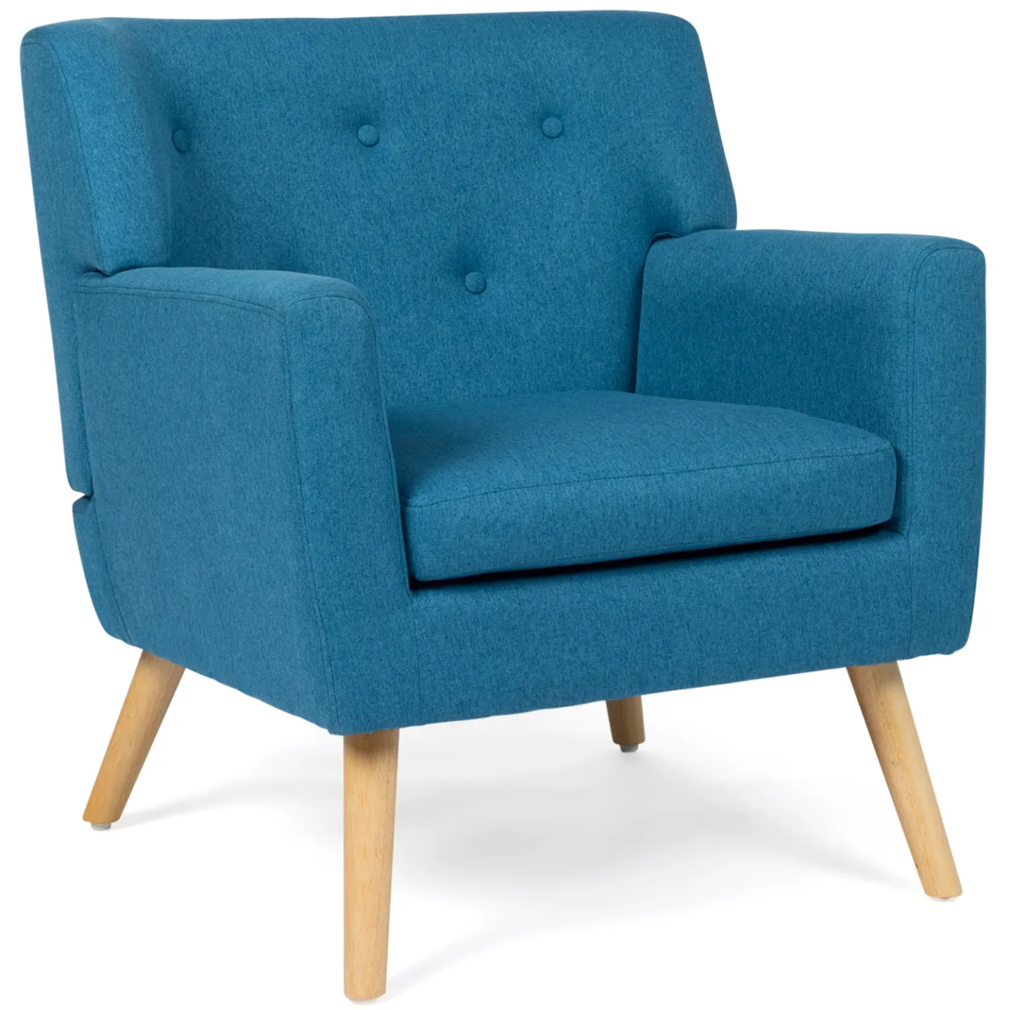 Fauteuil scandinave LIV en tissu bleu canard