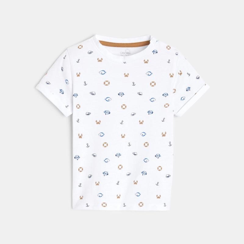 Salopette courte et t-shirt imprimé marin violette bébé garçon Mauve Violet