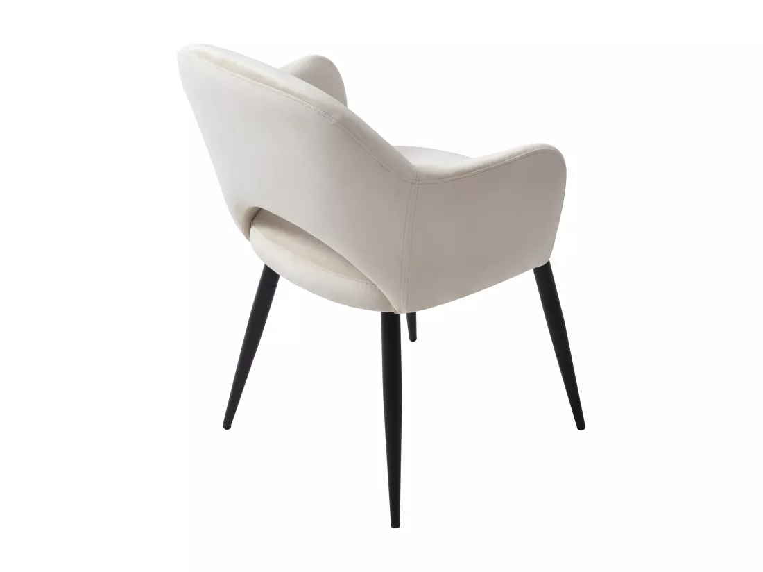 Lot de 2 chaises avec accoudoirs en velours et métal noir - Beige - ALSEY de Maison Céphy