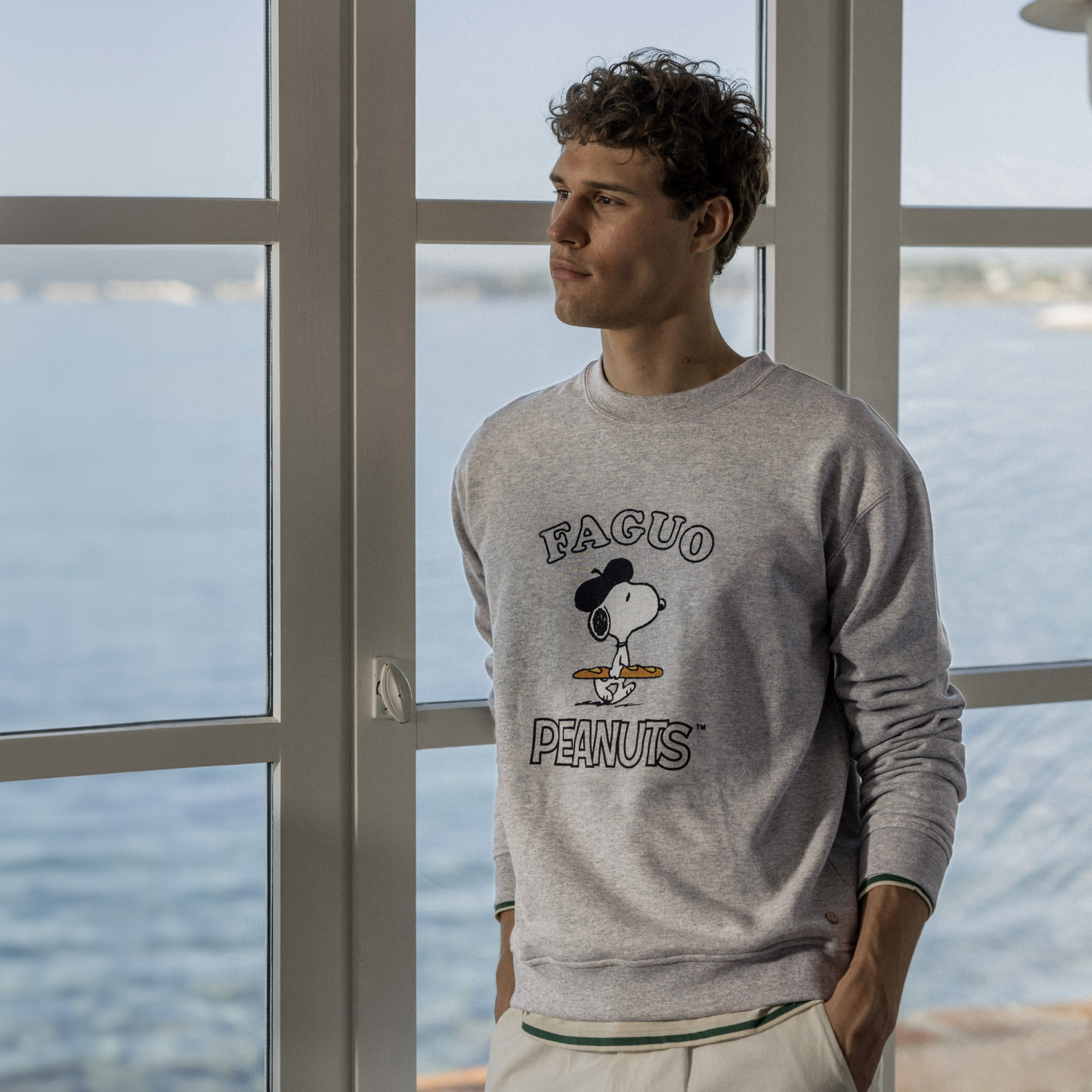 Sweat gris chiné peanuts coton et coton recyclé - modèle fango