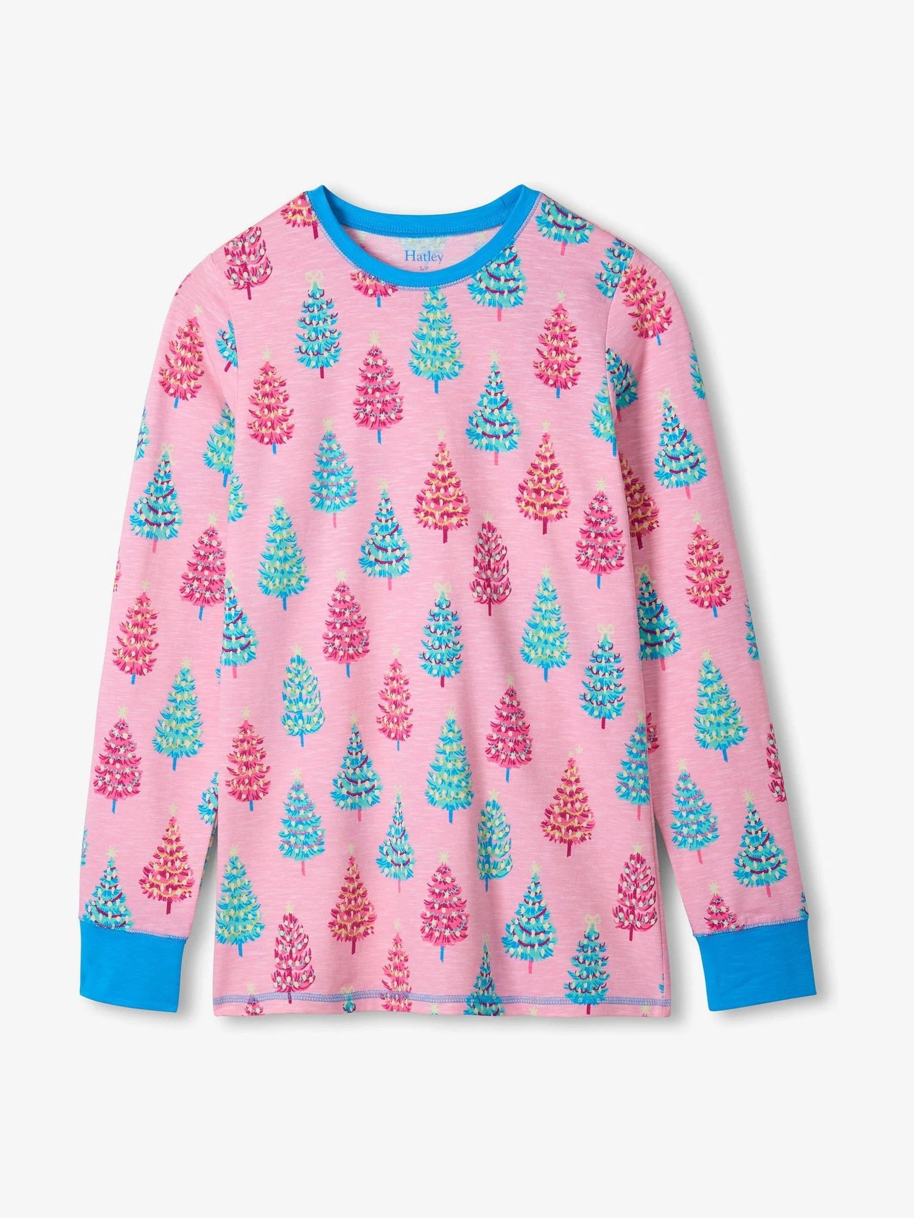 Hatley Pink Glow in the Dark Christmas Trees Women's Stretch Cotton Pyjama Set
