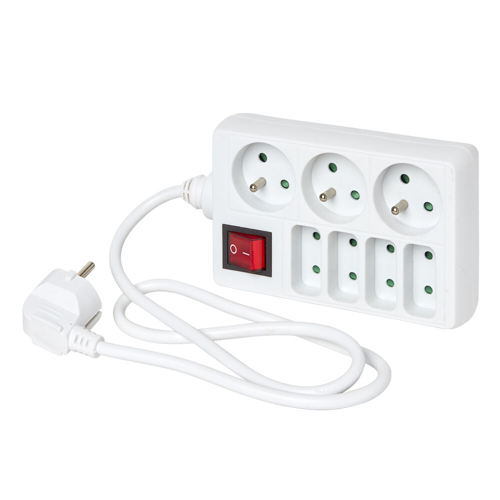 Bloc multiprise blanc interrupteur 7 prises