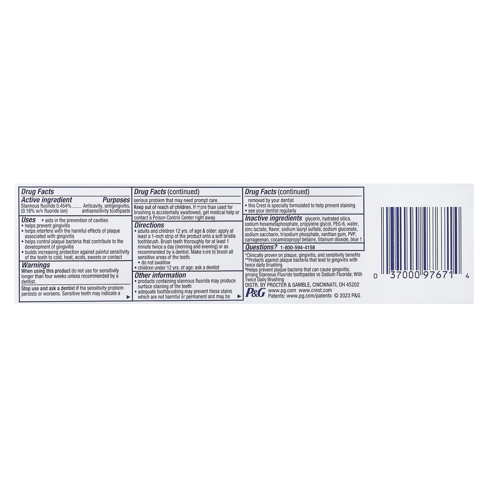 Crest, Pro-Health Advanced, fluoride tandpasta, verlichting bij gevoelige tanden, 144 g