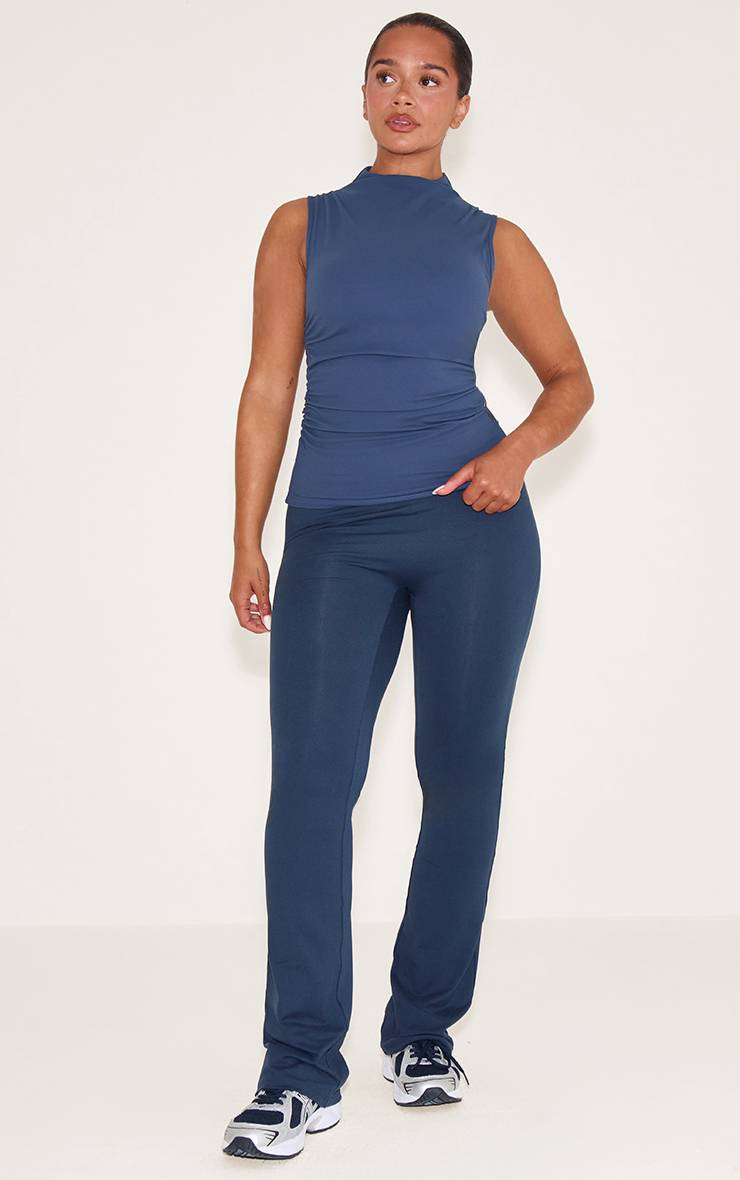 Bleu Marine Haut Shape À Soutien-Gorge Intégré Sculptant Avec Fronces Latérales