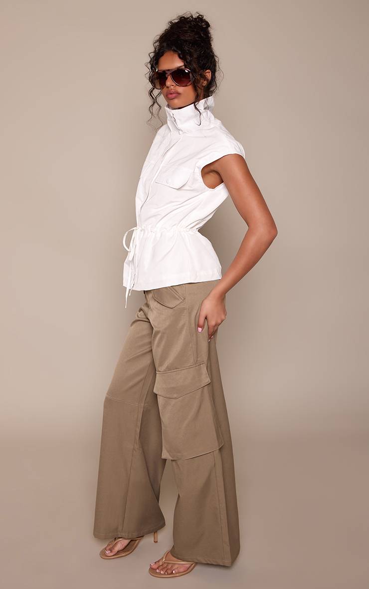 Kaki Pantalon Cargo Utilitaire À Détails