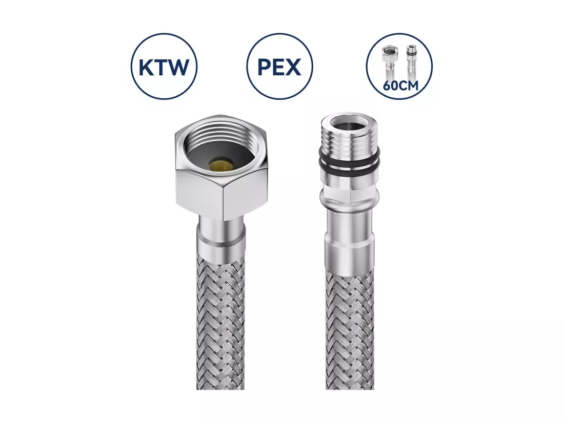 AuraLum Max Robinet Cuisine avec Douchette Extractible 2 Jets Mitigeur Evier en Inox Chromé Pivotant 360° Robinetterie Eau Froide et Chaude,EU Modèle