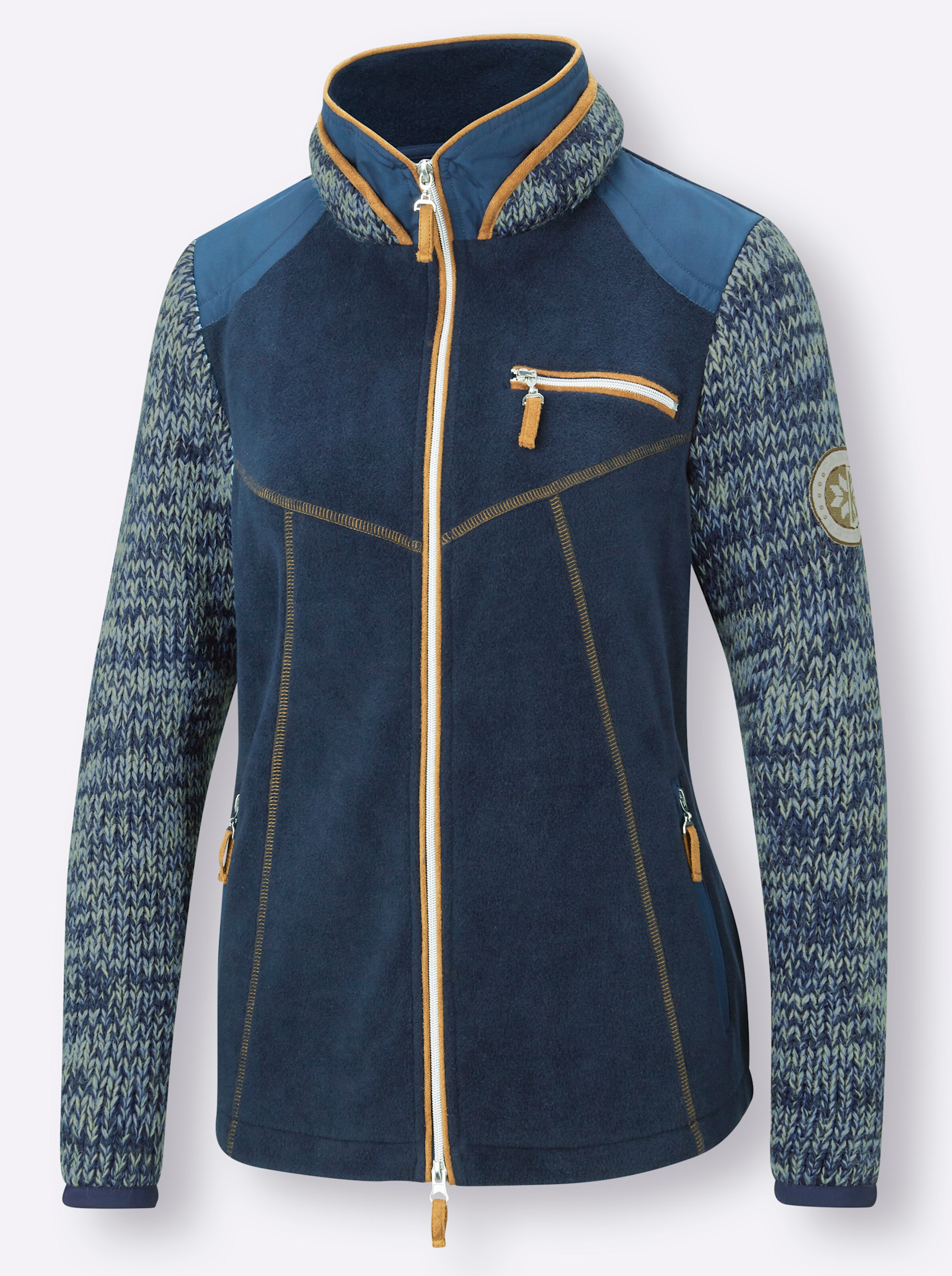 Fleecejacke in marine-meliert