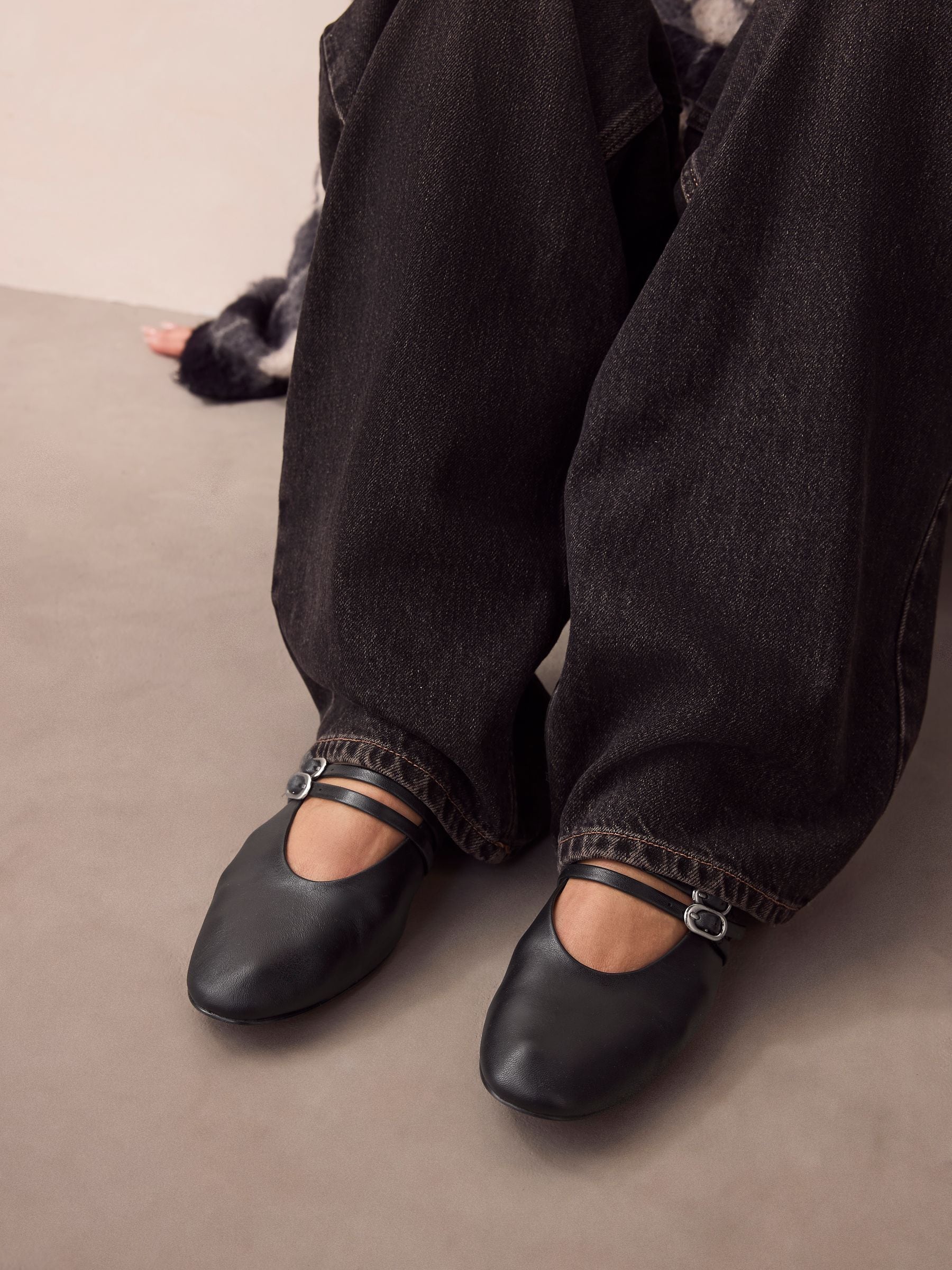 Zwart - Leren Mary Jane-schoenen met ronde neus