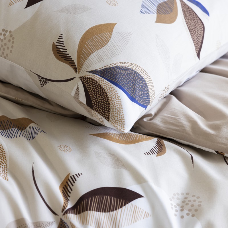 Parure de lit 'Arabella' imprimée bleue camel