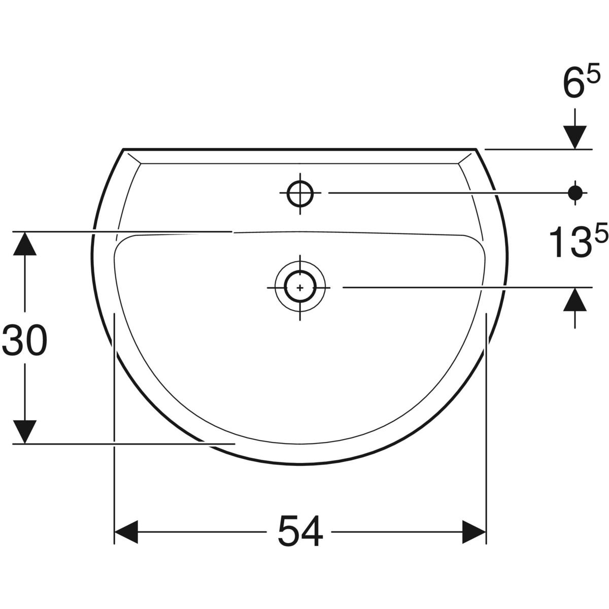Geberit Bastia wastafel rond 60x45.5cm met kraangat en overloop wit