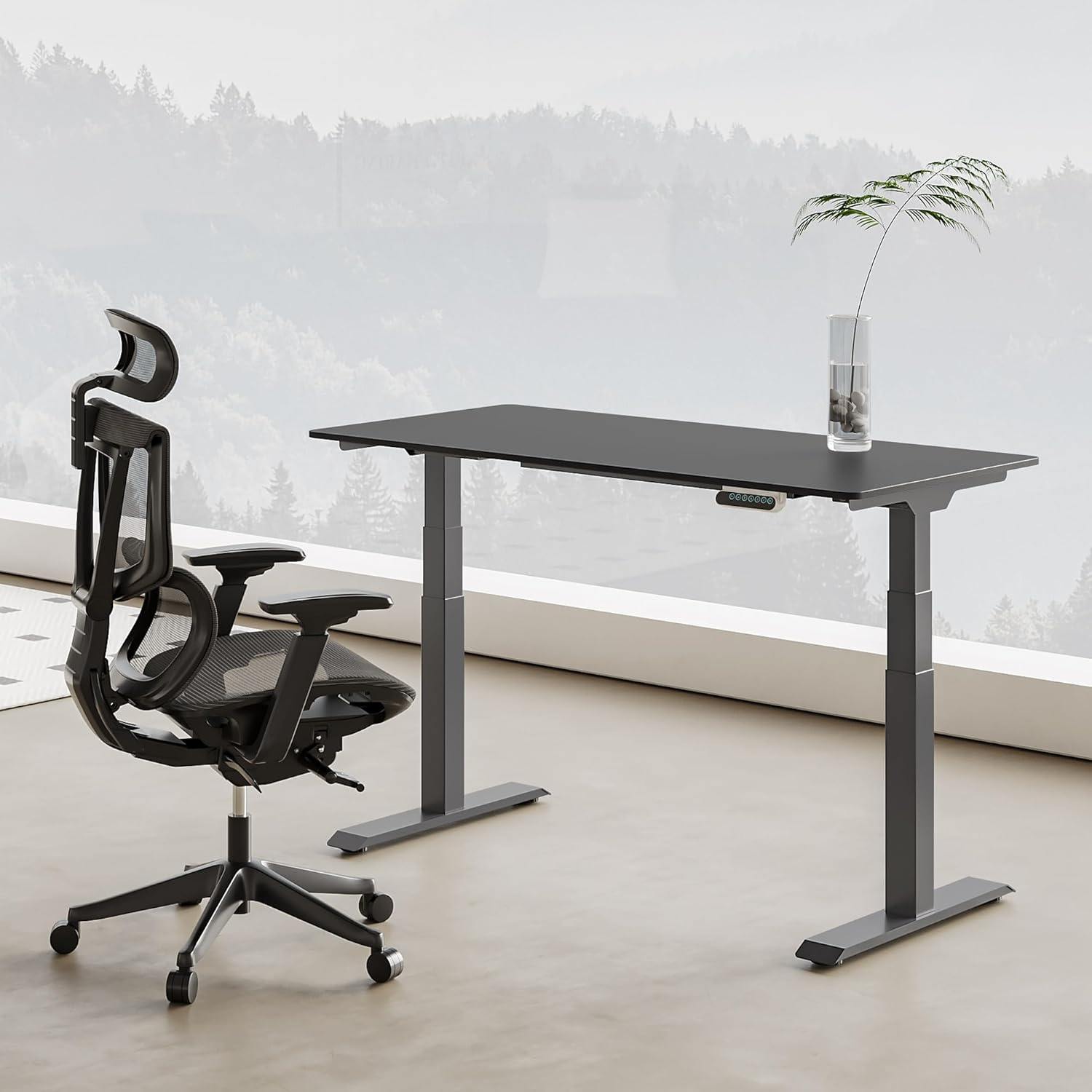 FLEXISPOT Höhenverstellbarer Schreibtisch Elektrisch Tischgestell mit 2 starken Motoren, Super Belastung 160KG, 3-Fach-Teleskop, Memory-Steuerung, LED Höhenanzeige (Premium E6 Schwarz)