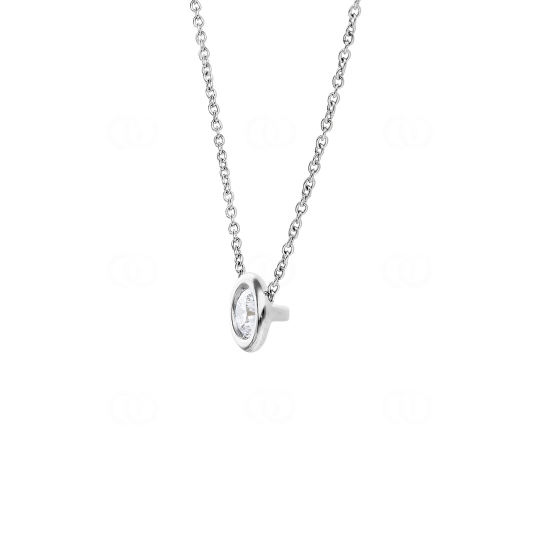 Collier mit Anhänger 750/18 K Weissgold mit GIA-Diamant 0.50 ct H/si in Zargenfassung