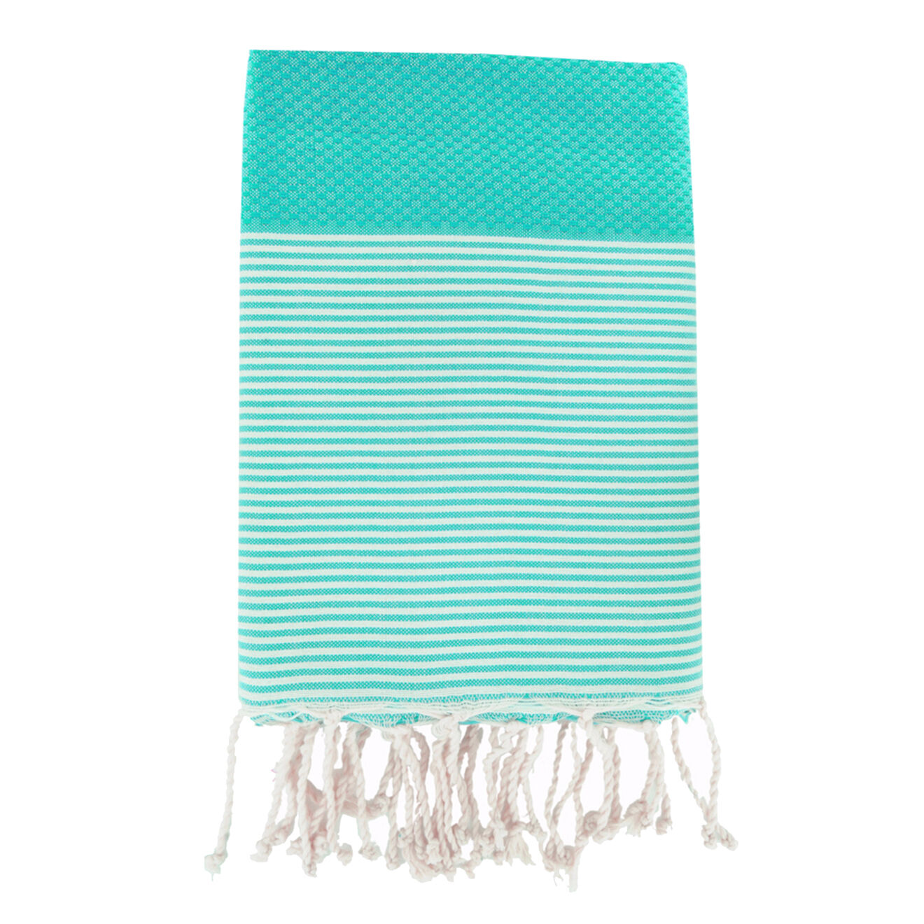 Febronie Fouta Nid d'Abeille Ibiza turquoise/blanc - 100x200 cm