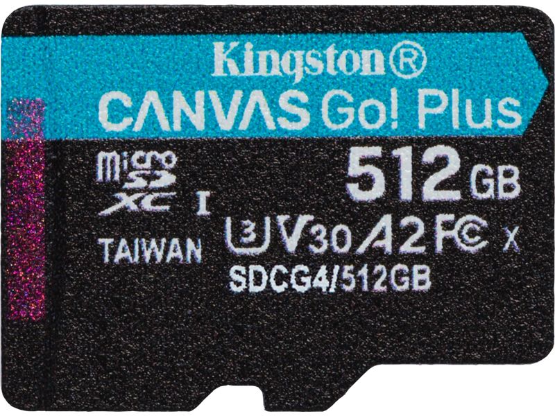 Kingston microSDXC-Karte Canvas Go! Plus 512 GB SD-Karte UHS-I U3, 200 MB/s / 160 MB/s, ‎Klasse 10