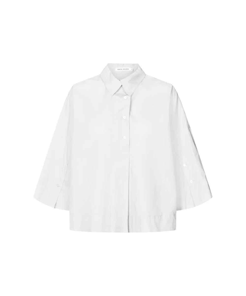 Rabens Saloner  Louisanna Poplin cropped shirt - hvid