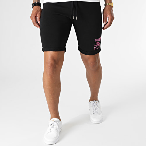 Short Jogging La Laverie Noir Rose Fluo
