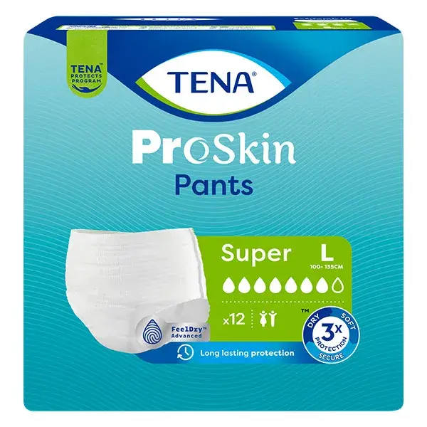 Calça TENA Proskin Super Absorvente Tamanho G Pacote com 12 unidades