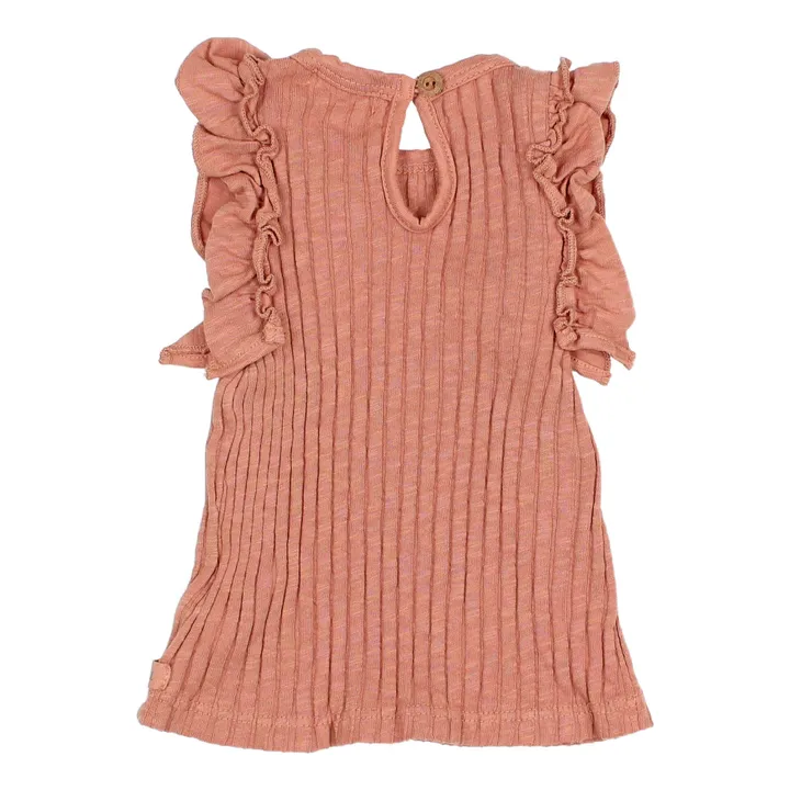 Búho Top Coton Bio Côtelé à Volants Bébé | Terracotta