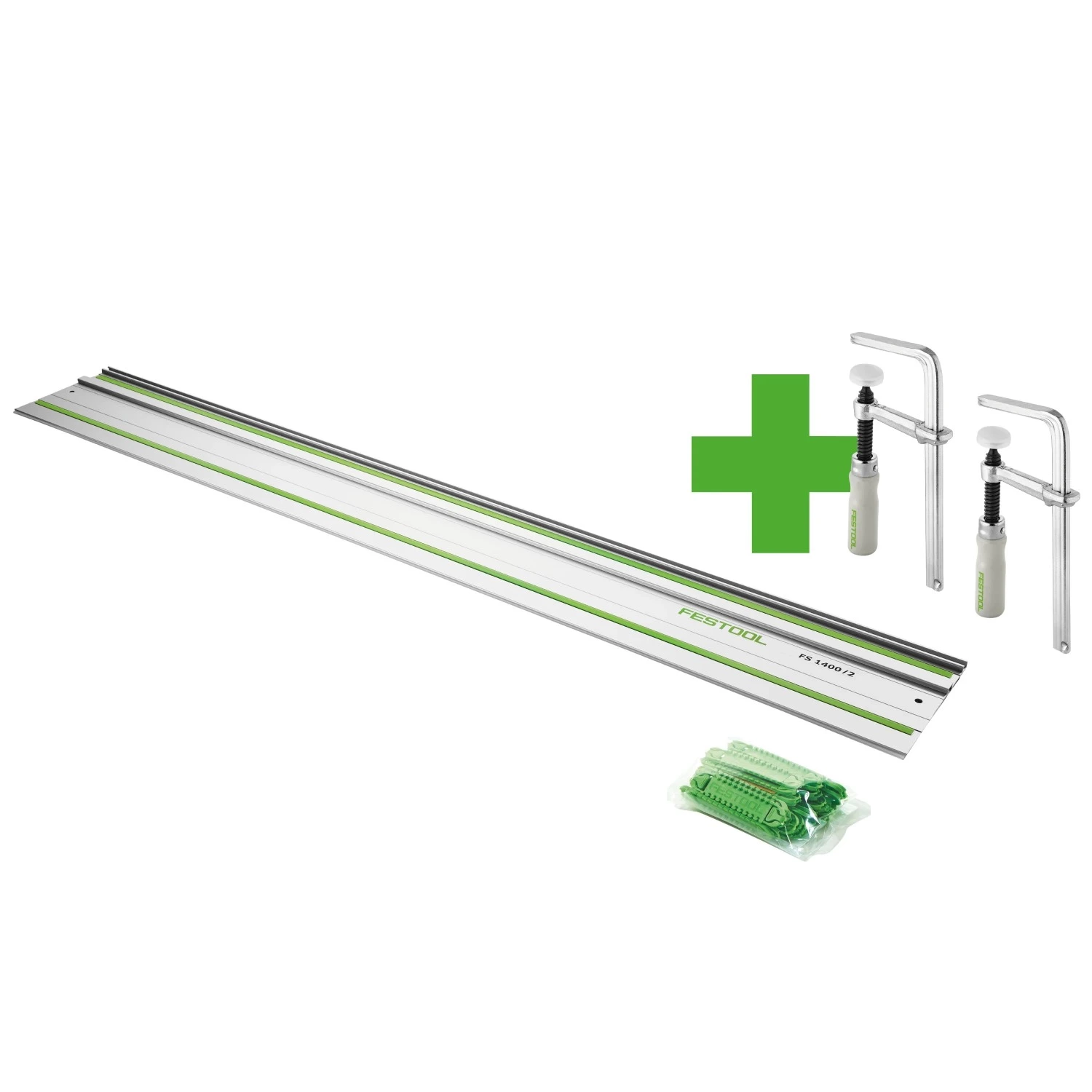 Festool FS 1400/2-KP Geleiderail - 1400 mm - met  2x FSZ 120 schroefklemmen