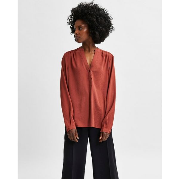 Selected Femme Camisa c/ Decote Bico Parte Inferior Assimétrica 38 - A39995057