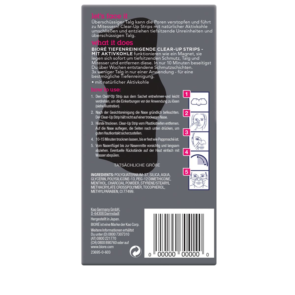 BIORE tiefenreinigende Clear-Up Strips mit Aktivkohle 6 Stk