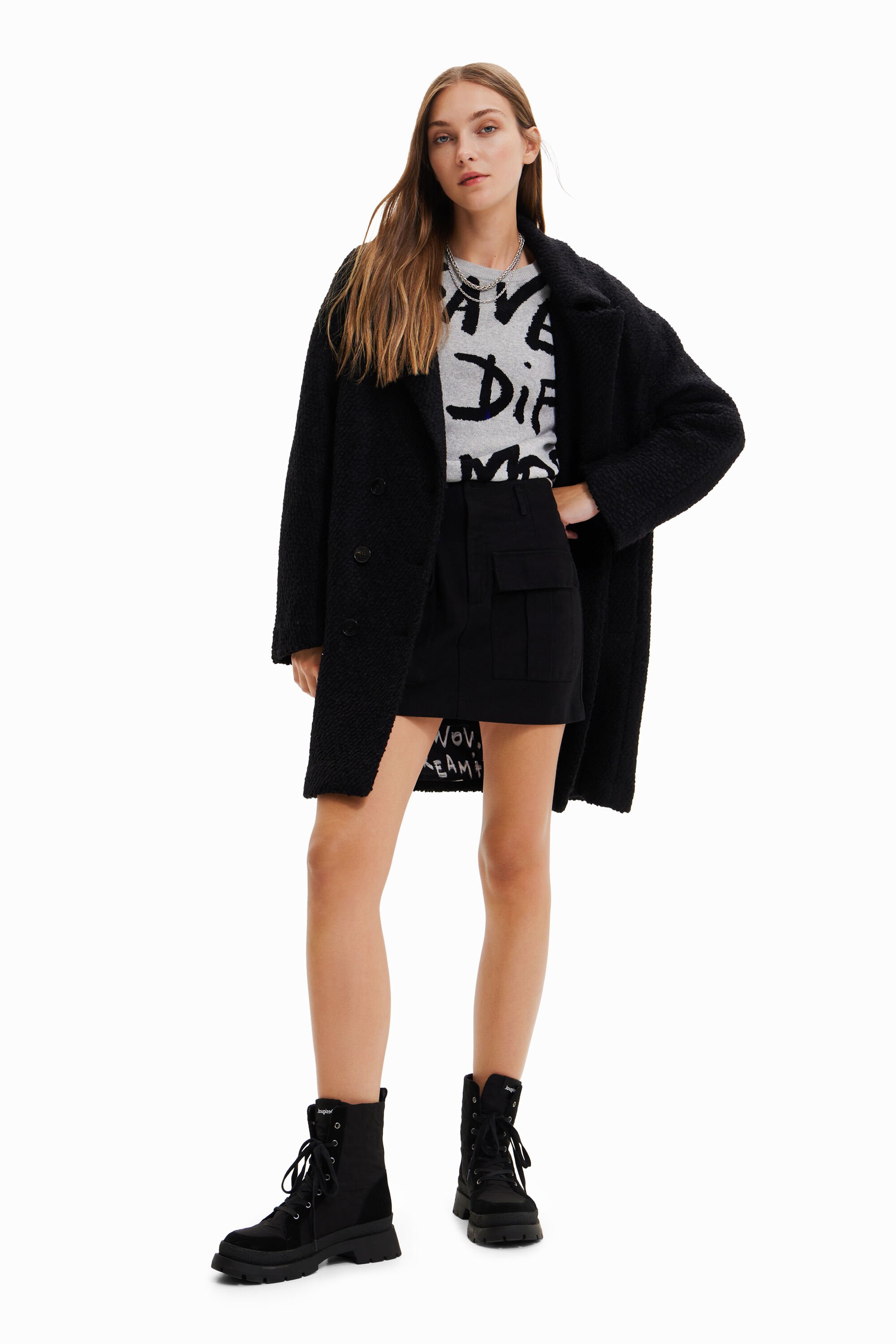 Manteau droit laine