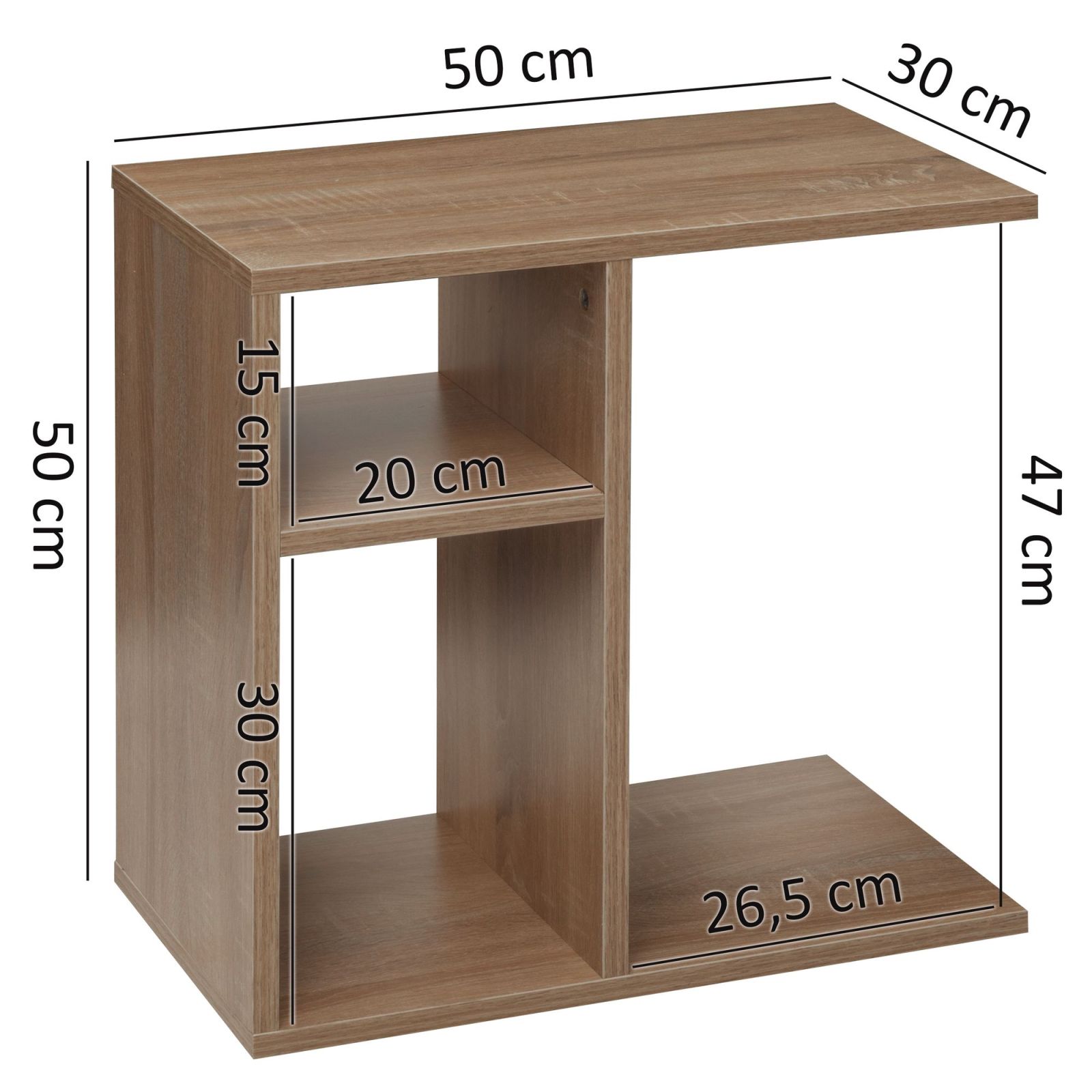 Beistelltisch - Sonoma Eiche - 50 cm breit - mit Ablage