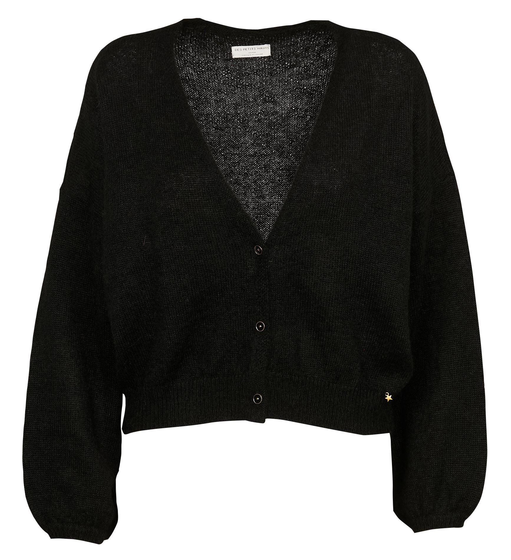 BUBULE - Gilet col V droit en maille | Noir