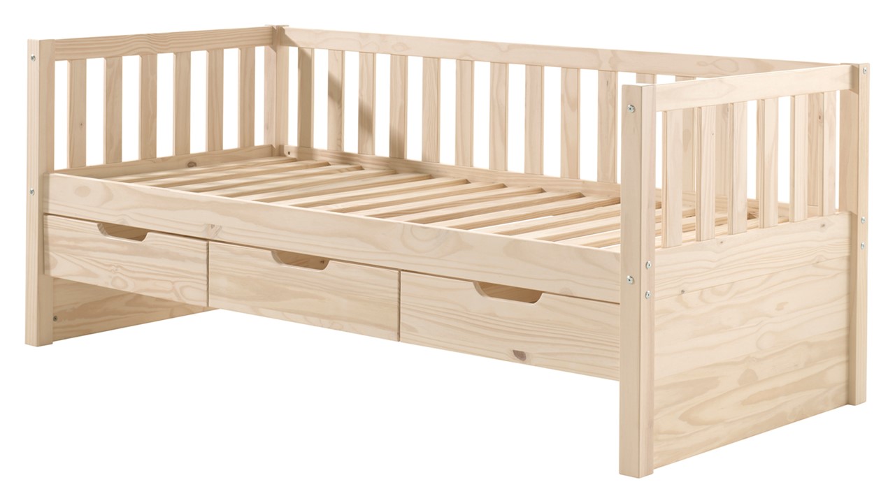 Kajuitbed Fritz met 3 laden en slaaplade naturel