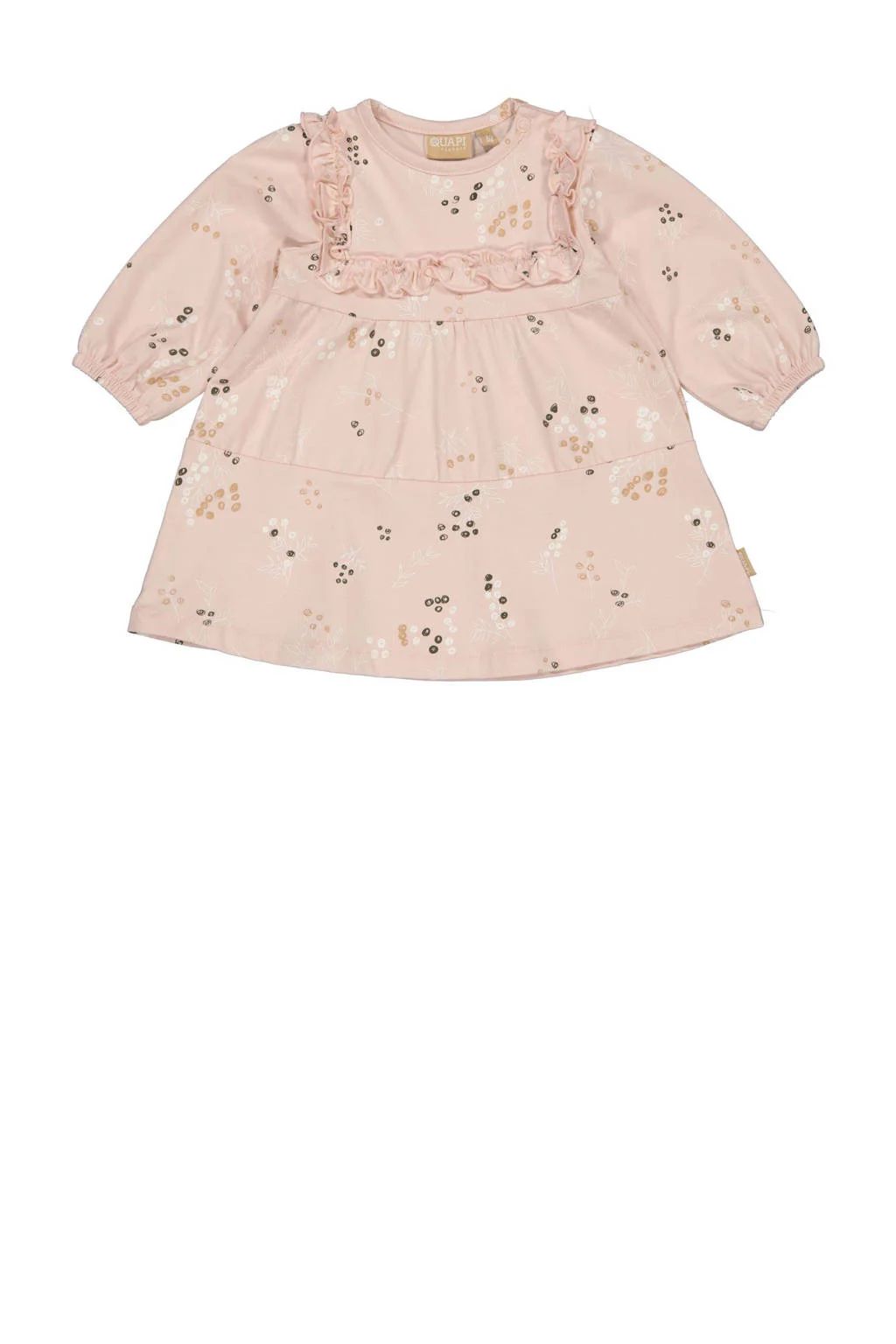 Quapi baby jurk FAYE met all over print lichtroze/ecru/bruin