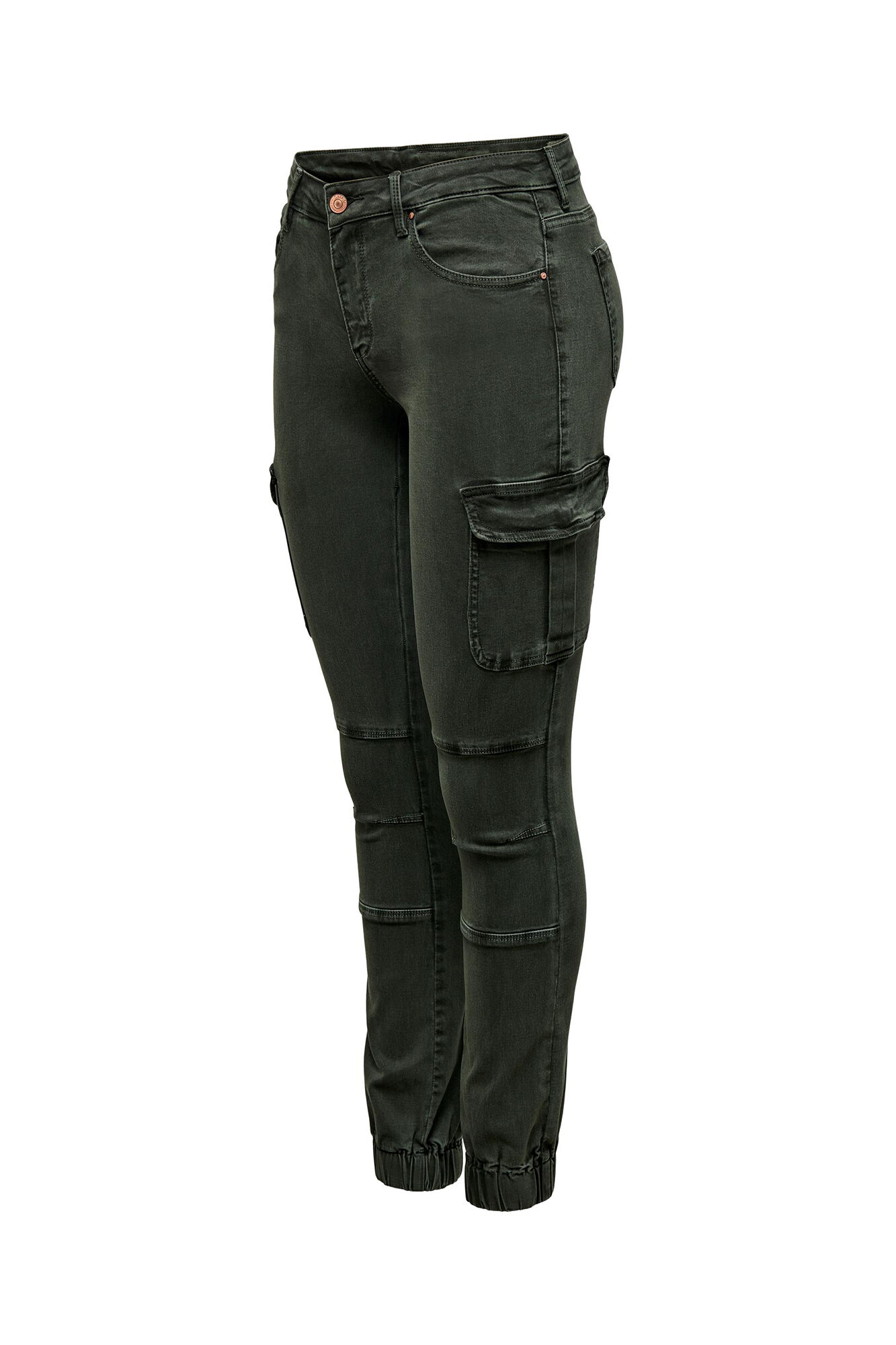 Calça jeans cargo skinny com bolsos laterais