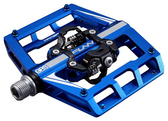Paire de Pédales Automatiques avec Cages Funn Mamba GRS Double Side SPD Bleu