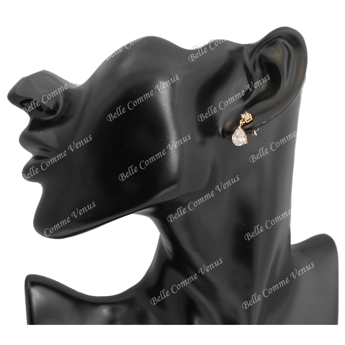 Boucles d'oreilles goutte oxyde de zirconium pendant Plaqué OR 750 3 microns