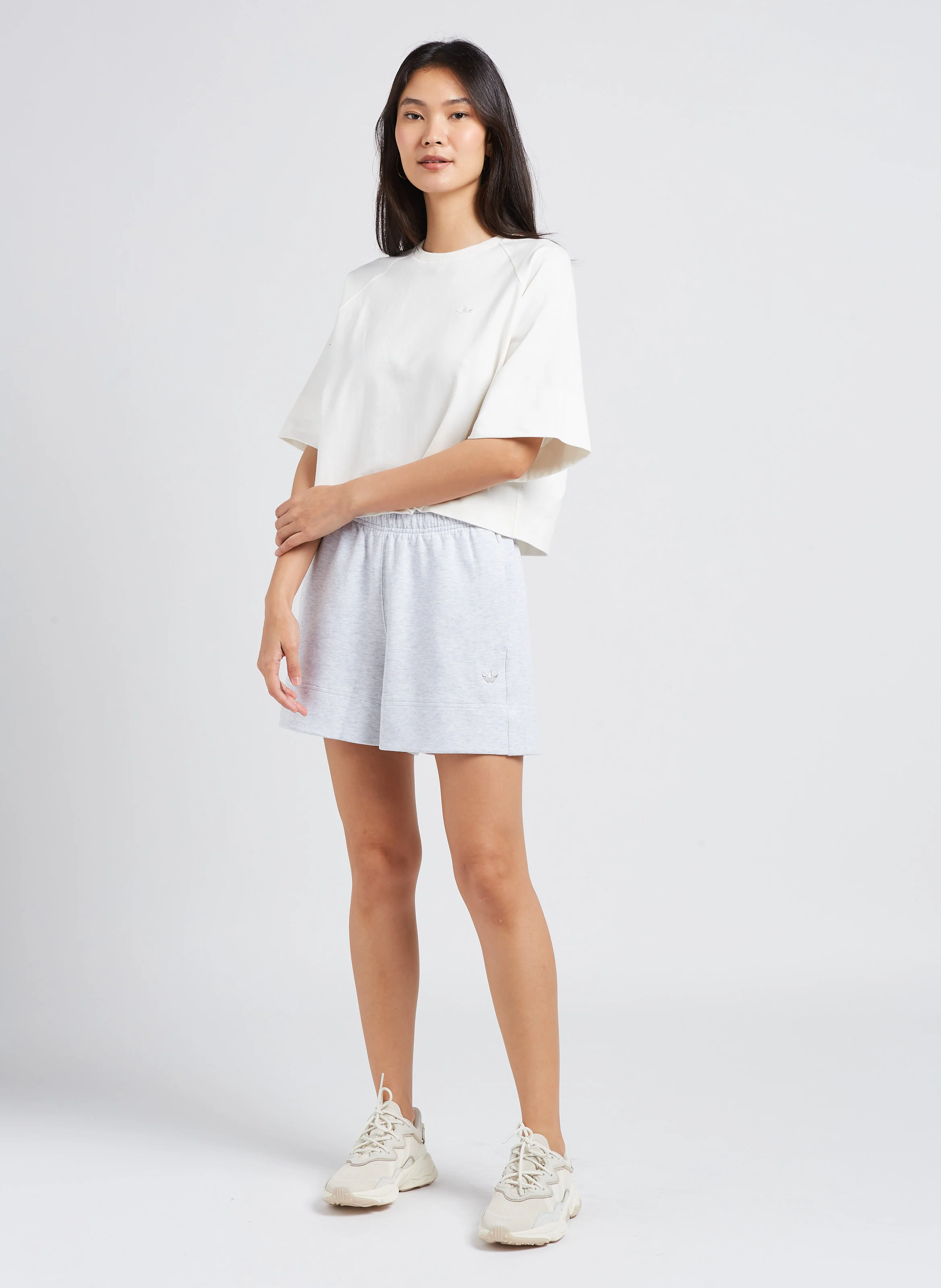 Short ample en coton mélangé | Gris