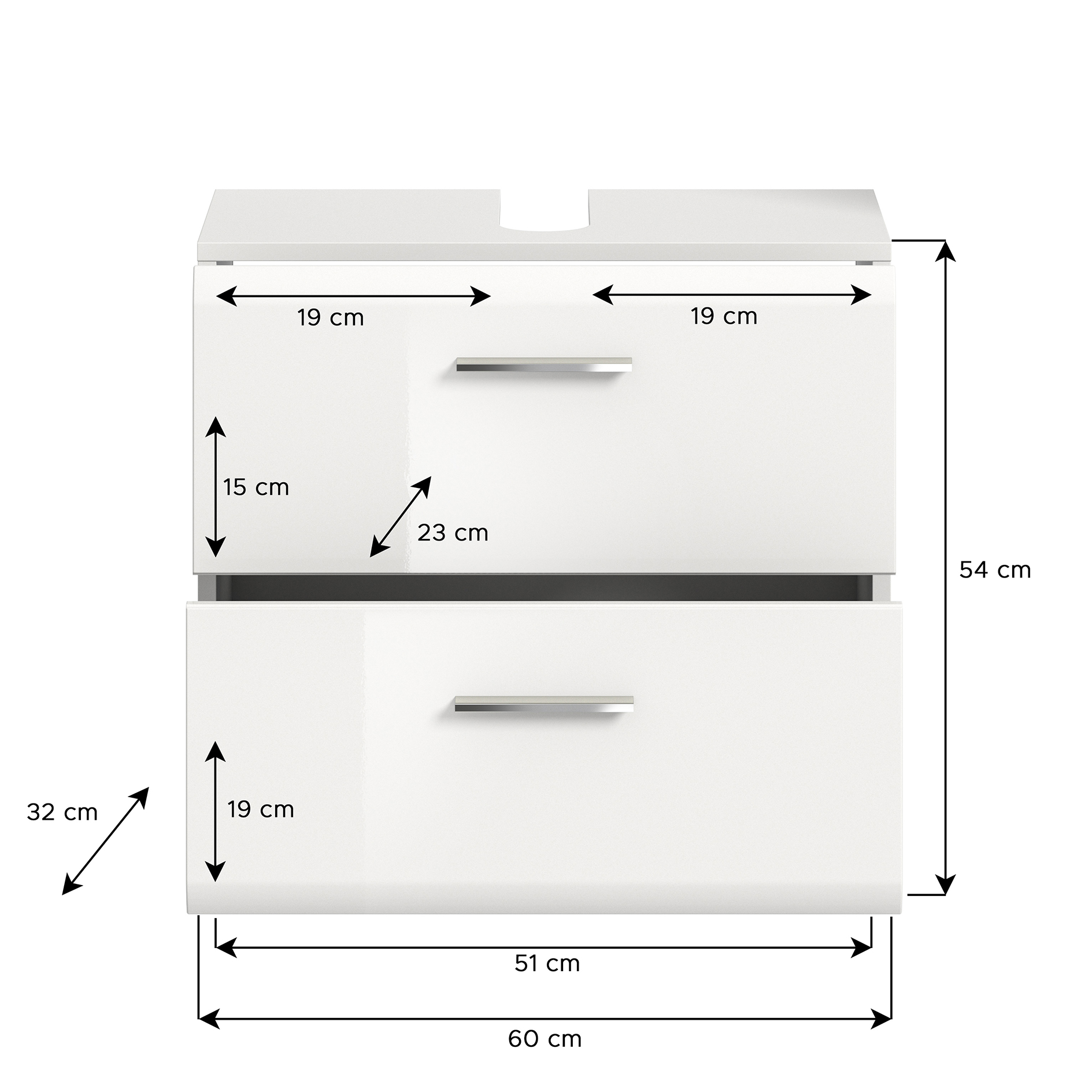 Waschbeckenunterschrank ICE - weiß Hochglanz - 60 cm
