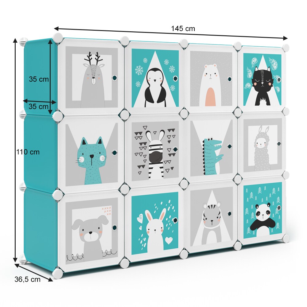 Vicco Kleiderschrank Andy Kinder blau modular 12 Fächer Kleiderstange Steckregal