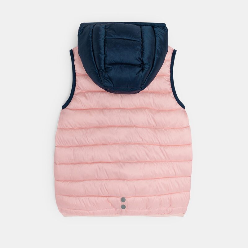 Doudoune sans manches rose et doré Fille