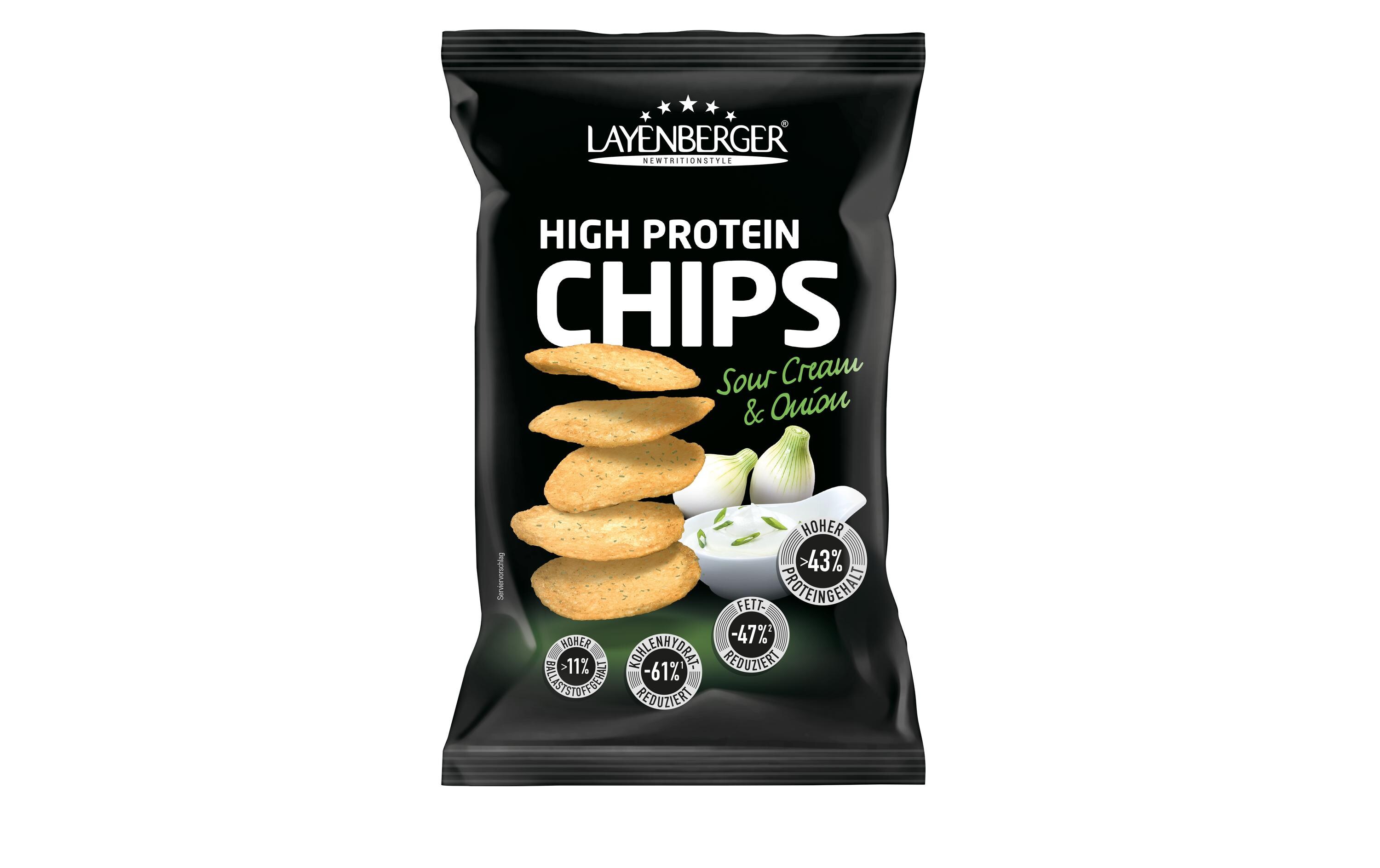 Chips High-Protein Sour Cream & Onion 75 gProtein-Chips mit Sour-Cream- und Zwiebel-Geschmack