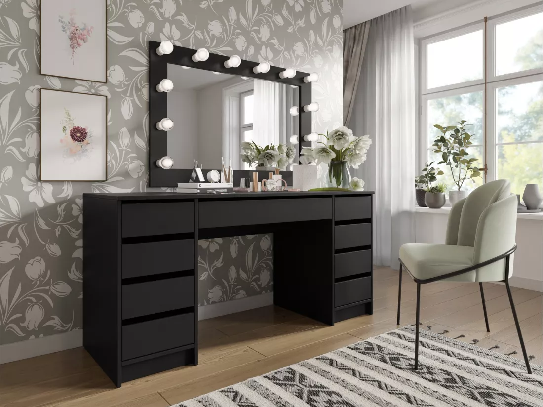 Bureau Comfivo 401, Avec tiroirs, 76x154x55cm, Noir