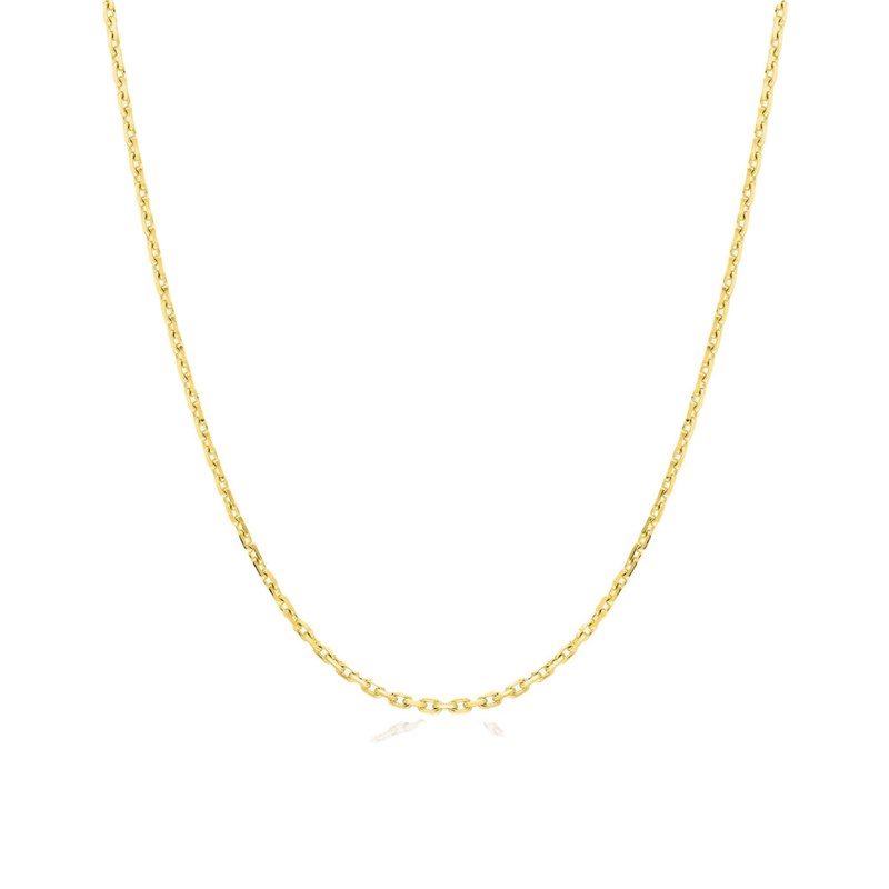 Chaîne mixte 40 cm - Maille Forçat diamanté - Or 18 Carats - Largeur 1.28 mm