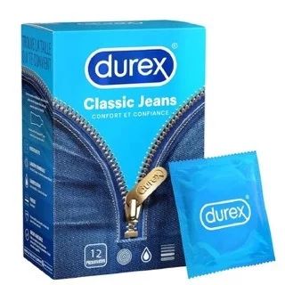 Durex Classic Jeans - Préservatifs Extra Lubrifiés - 12 Unités