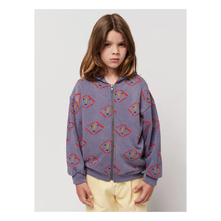 Bobo Choses Sweat Zippé Coton Bio Visages | Gris anthracite