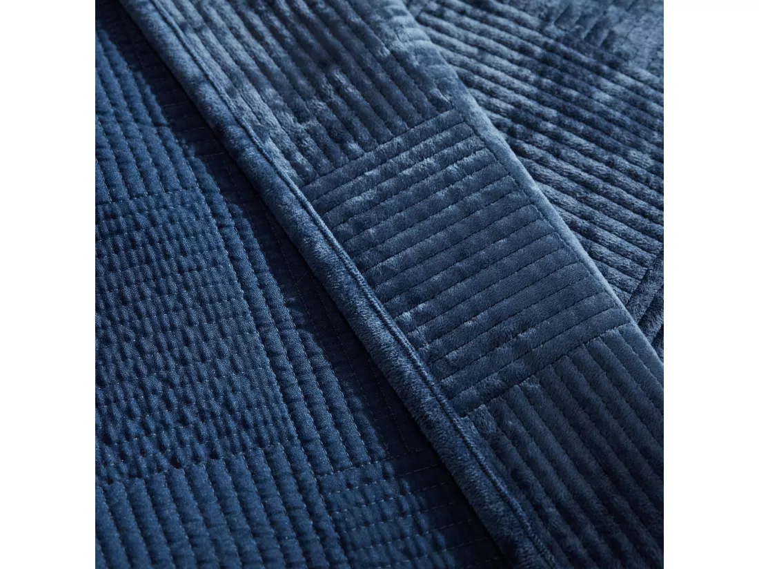 Jeté de lit Quadron Bleu Foncé Polyester 200x220
