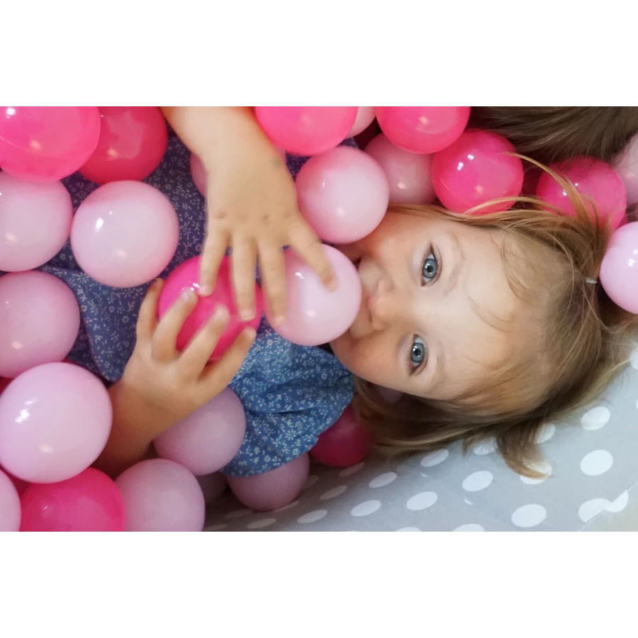 knorr toys® Bällebad soft - Grey white dots - 300 balls soft pink grau